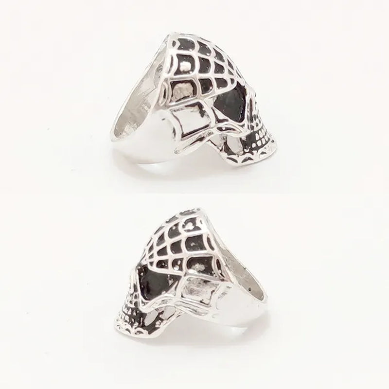 4 Pcs Silver Plated Gothic Rings | Sterling Silver Skull Rings | Grim Reaper Rings | Spider Rings For Men | Biker Rings