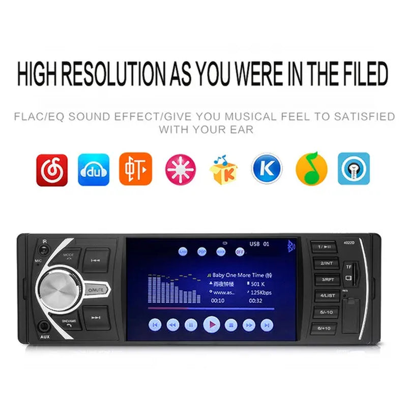 Podofo 4.1'' Car Radio 1Din Audio Stereo FM Bluetooth Steering Wheel Remote Control Car Player - WORLD TIME VISITS