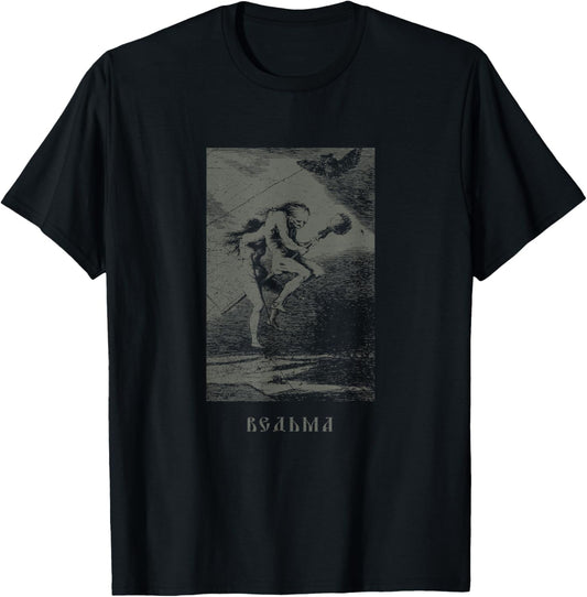 Occult Russian Witch Satanic Devil Tarot Vintage T-Shirt