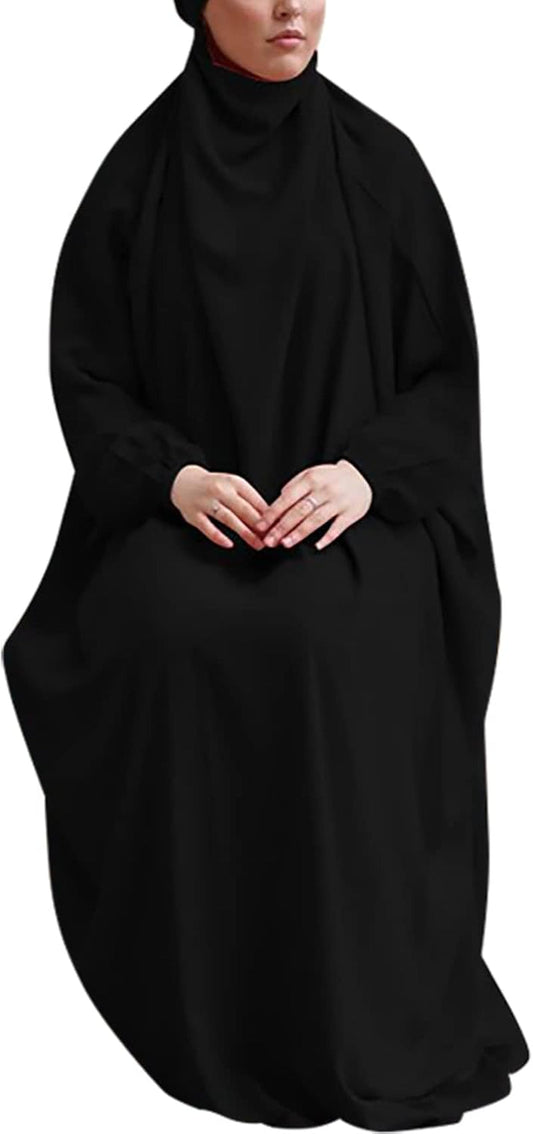 Islamic Women Prayer Dress 1PC Lightweight Arab Bat Sleeve Abaya Modest Maxi Jilbab - WORLD TIME VISITS
