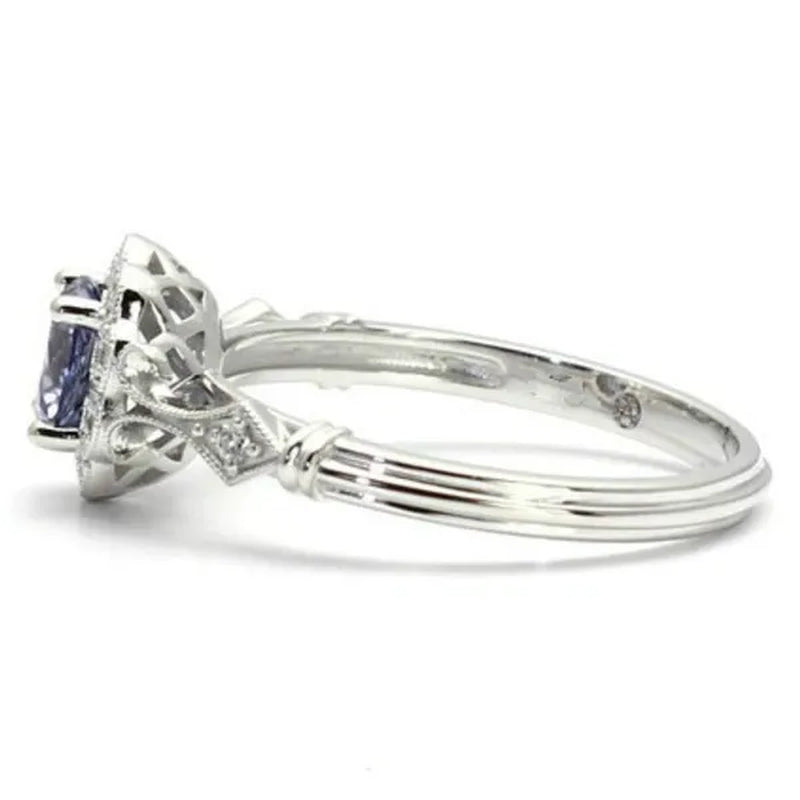 Delicate and Lovely 925 Standard Sterling Silver Purple Sapphire Classical Style Ring For Women Wedding Wedding Bride Princess Love Ring Size 6-10