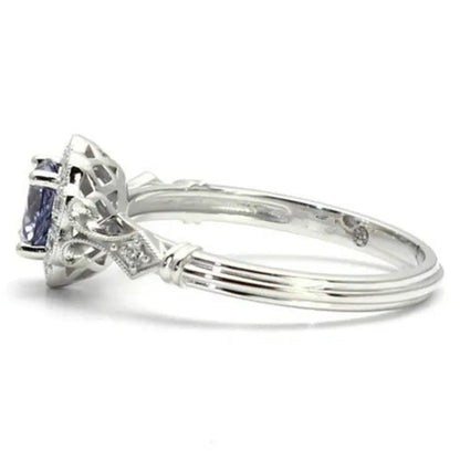 Delicate and Lovely 925 Standard Sterling Silver Purple Sapphire Classical Style Ring For Women Wedding Wedding Bride Princess Love Ring Size 6-10