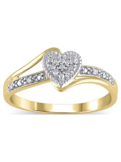 Diamond Accent (I3 Clarity, J-K Color)  Diamond Heart Promise Ring in 10K Yellow Gold, Size 8