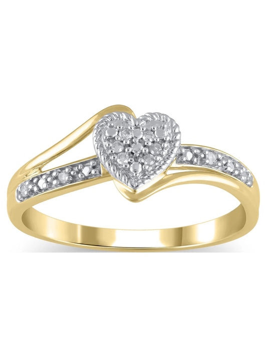 Diamond Accent (I3 Clarity, J-K Color)  Diamond Heart Promise Ring in 10K Yellow Gold, Size 8
