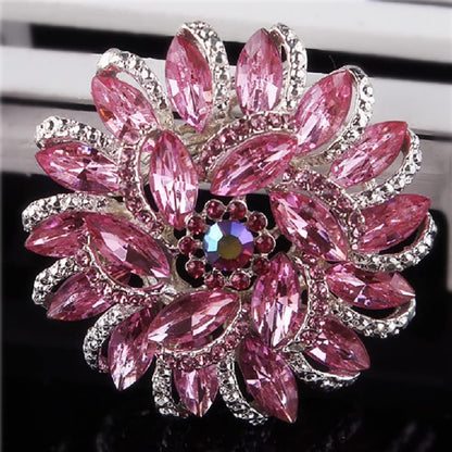 Crystal Diamond Flower Brooch Pin for Women Girls Brides