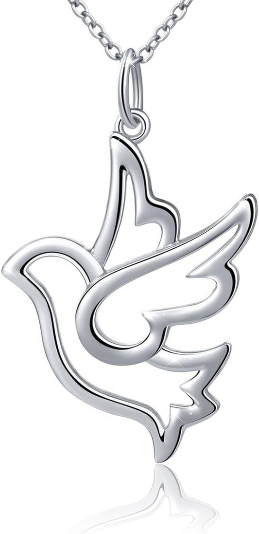 S925 Sterling Silver Jewelry Animal in Heart Pendant Necklace 18 Inches