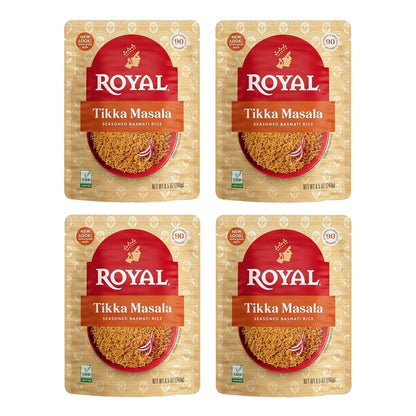Tikka Masala Basmati Rice - Ready to Heat Basmati Rice - (4 Pack) 8.5 Oz Microwaveable Pouch - WORLD TIME VISITS