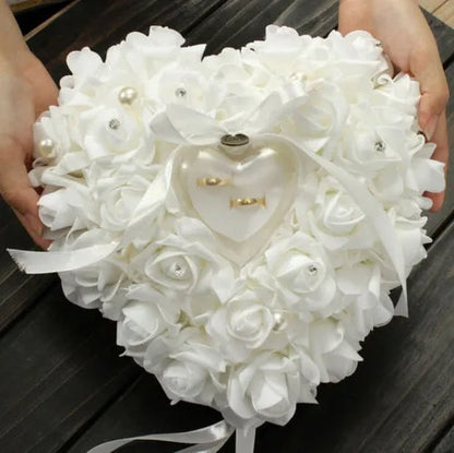 Wedding Favors Rose Heart Shaped Design Box Pillow Cushion Case Holder Gift