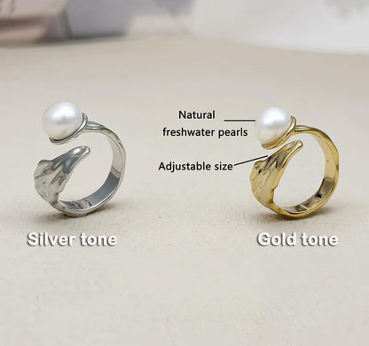 Pearl Ring, Real Freshwater Pearl Ring for Pearl Jewelry, Adjustable Silver Pearl Ring for Prom Jewelry, June Birthstone Rings for Women