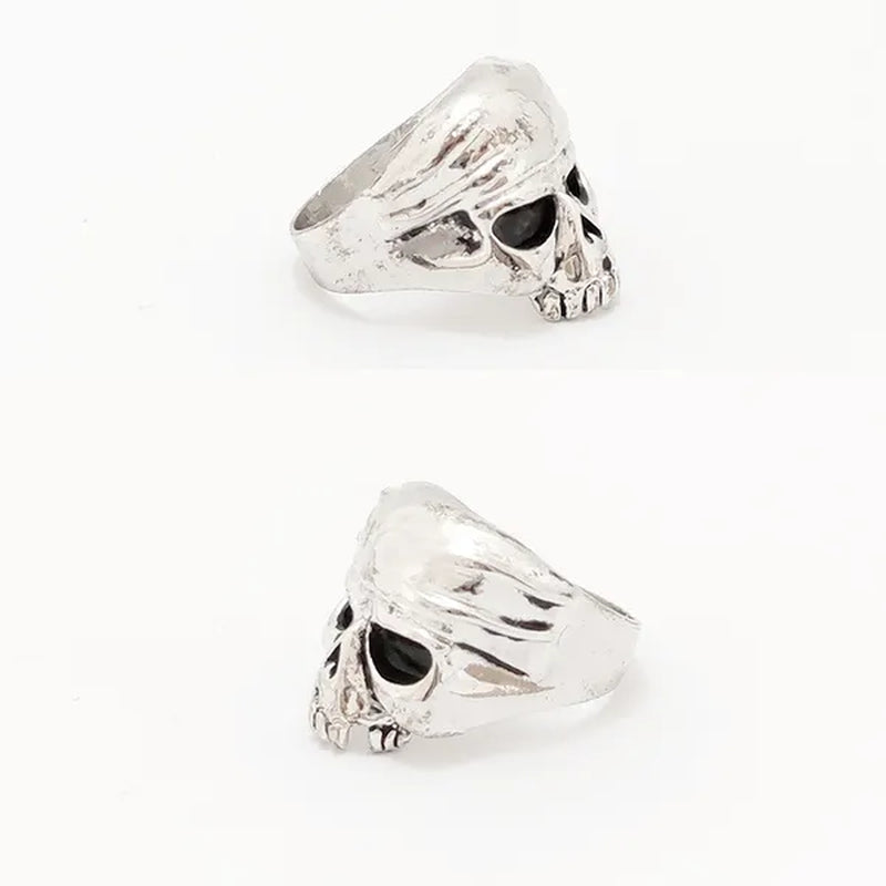 4 Pcs Silver Plated Gothic Rings | Sterling Silver Skull Rings | Grim Reaper Rings | Spider Rings For Men | Biker Rings