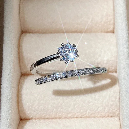 Fashion Moissanite Jewelry Exquisite 925 Sterling Silver White Sapphire Ring Eternal Diamond Wedding Band Proposal Engagement Anniversary Party Gift Promise Rings