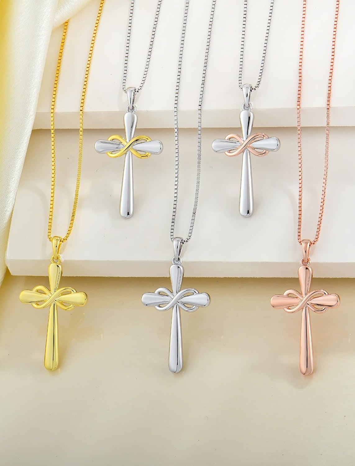 Cross Necklace 925 Sterling Silver Infinity Pendant Ankh Criss Jewelry for Women
