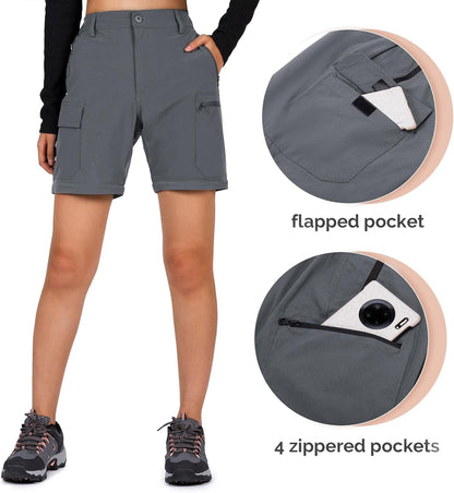 Women'S-Hiking-Pants-Convertible Quick-Dry-Stretch-Lightweight Zip-Off Outdoor Pants with 5 Deep Pockets