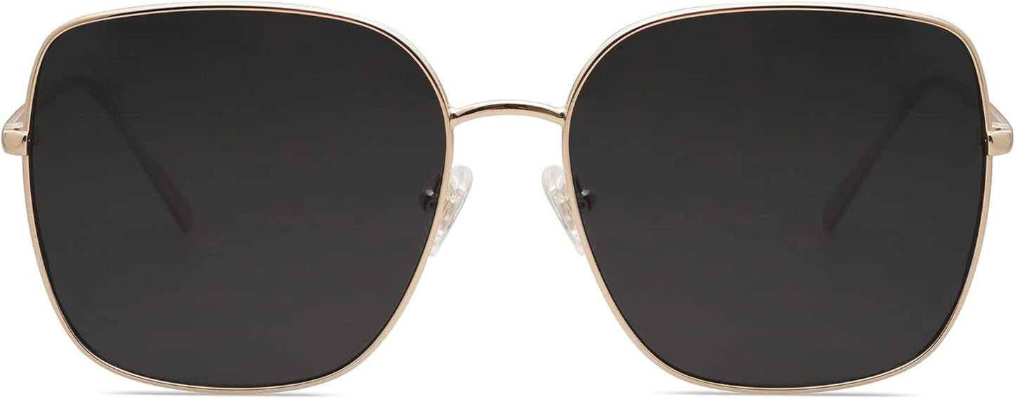 Trendy Oversized Square Metal Frame Sunglasses for Women Men Retro Big Flat Lens UV Protection Sunglasses SJ1146