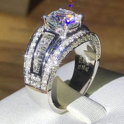 High Quality Bridal Wedding Band 4 Prong Setting Diamond Side Micro Inlay Zircon and Moissanite Ring
