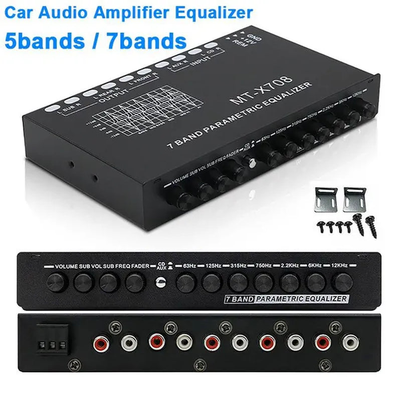 Car Audio Equalizer Amplifier Adjustable Hz EQ Car Amplifier Graphic Equalizer with CD AUX Input 5 or 7 Band Equalizer Amplificador