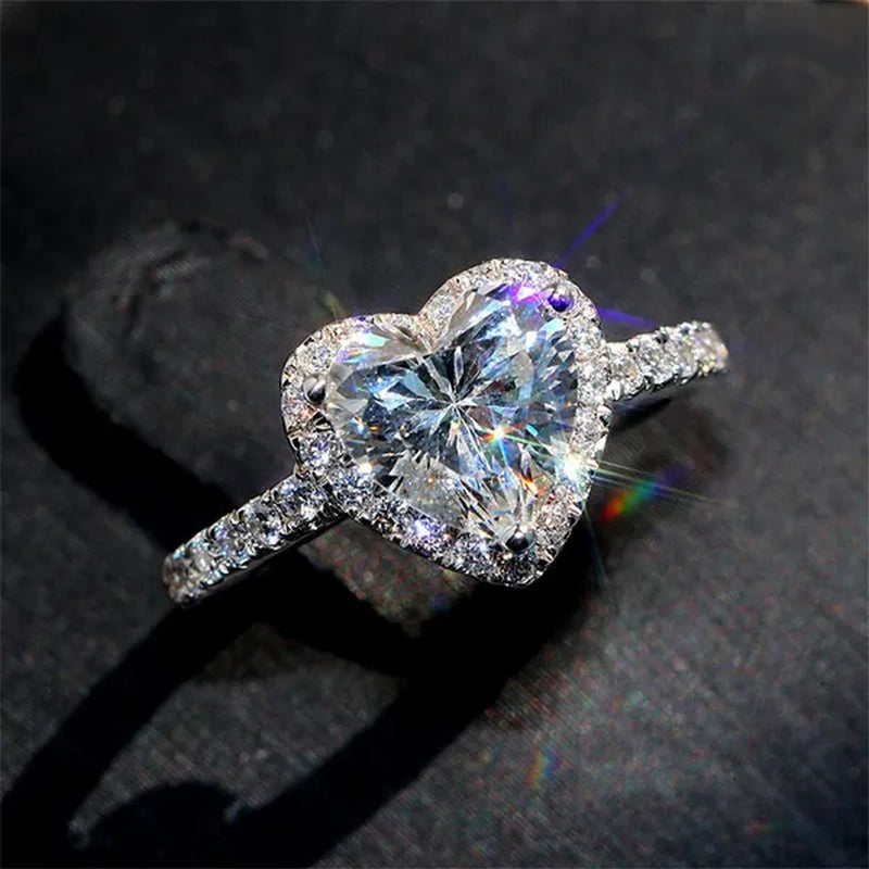Elegant Natural Gemstone Heart Shaped Ring Fashion Women Platinum Diamond 925 Silver 18k Rose Gold Ring Engagement Wedding Anniversary Gift Jewelry