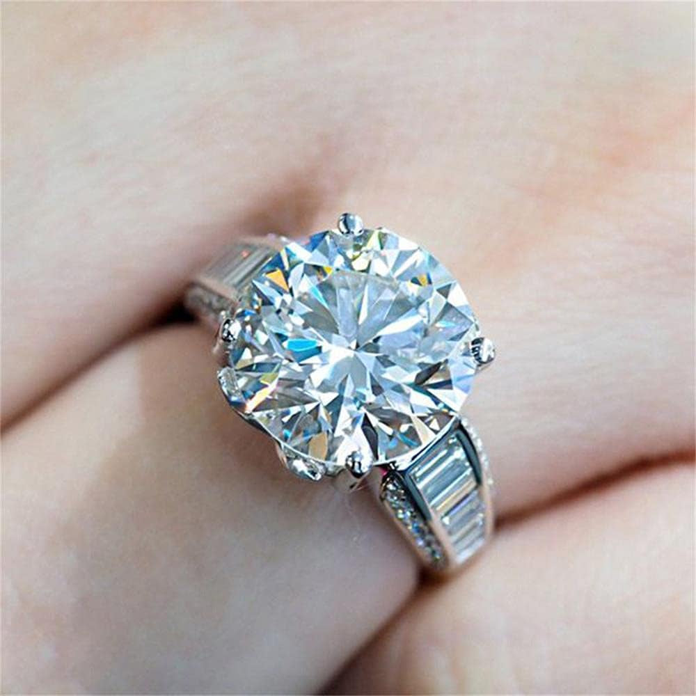 925 Sterling Silver Shiny Full Diamond Gemstone Ring Cubic Zirconia Rings 5 Carat CZ Diamond Multi Row Ring Eternity Engagement Wedding Band Ring for Women (US Code 9) - WORLD TIME VISITS