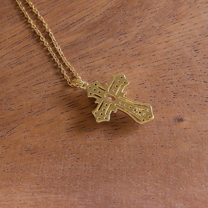 Cross Pendant Necklace for Women Girls - Gothic Catholic Christian Costume Cross Jewelry - Delicate Dainty Cubic Zirconia Rhinestone Stainless Steel Hypoallergenic Chain Christmas Gift