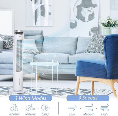 40" Evaporative Air Cooler with Water Tank, 3-In-1 Ice Cooling Fan with Humidifier, 52° Oscillating Portable Swamp Cooler for Home Office, 3 Modes, 3 Speeds, 8H Timer, Remote, White