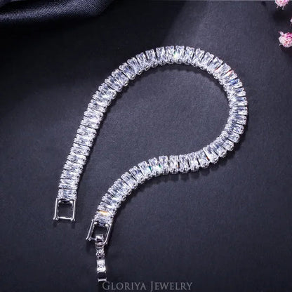 Gloriya Brand Gorgeous Top Grade Jewelry Sparkly CZ Crystal  Elegant Tennis Bracelet for Brides Wedding Party Gift