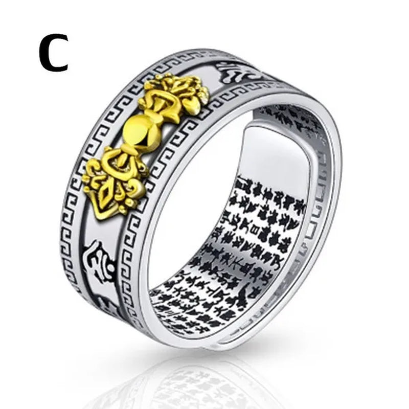 1Pc Jewelry Feng Shui Pixiu Mani Mantra Protection Wealth Ring
