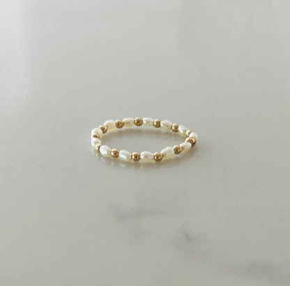 Gold Fill Cultured Freshwater Pearl Eternity Ring Also in Sterling Silver