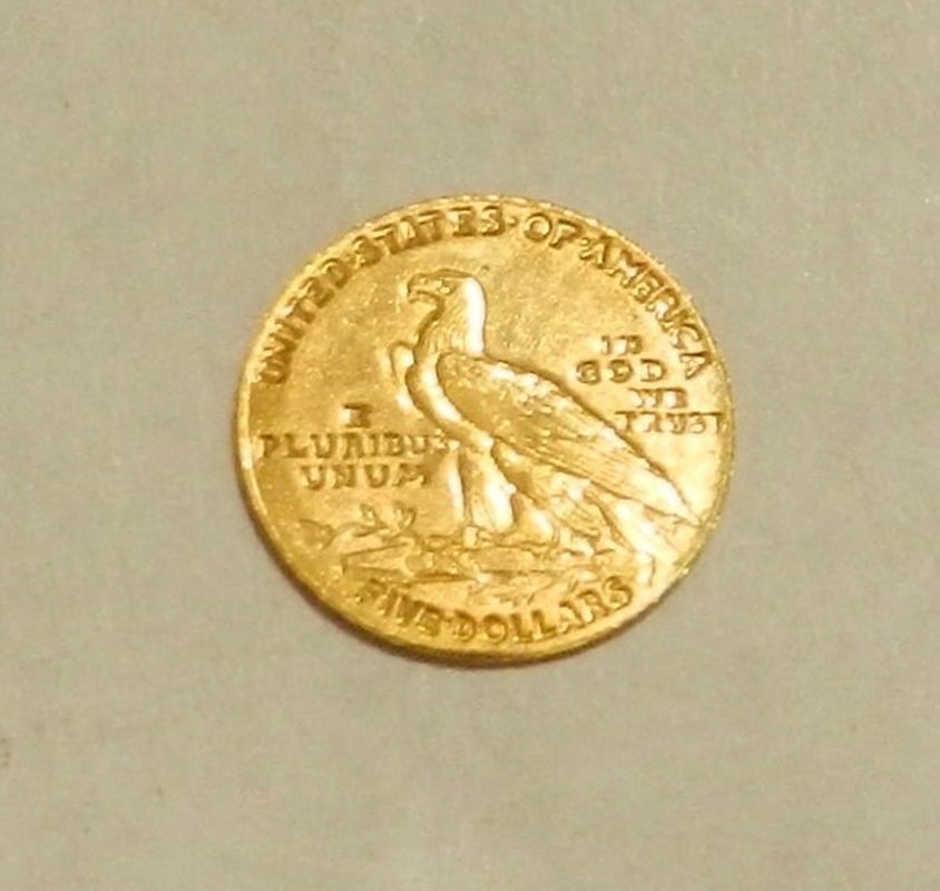 8Kt Gold Miniature Replica U.S. Indian Head 5 Dollar Gold Coin Masters Coins