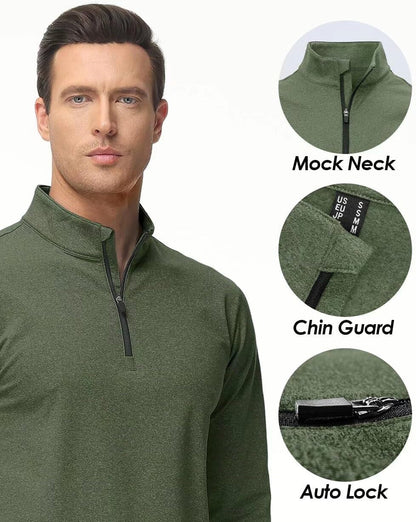 Men'S Quarter Zip Pullover Premium Fleece Lined Heather Long Sleeve Golf Shirts Midweight 1/4 Half Zip Sweatshirts