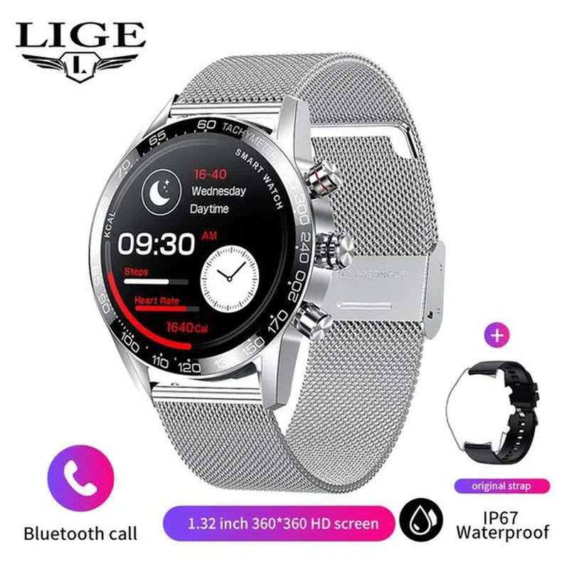 LIGE Newest Bluetooth Call Smart Watches for Men Sports Fitness Tracker Waterproof Smartwatch Large HD Screen Health Bracelet Montre Connecter