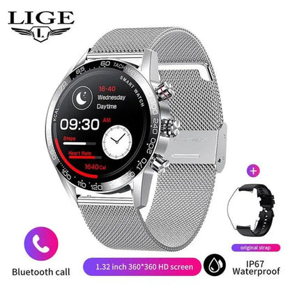 LIGE Newest Bluetooth Call Smart Watches for Men Sports Fitness Tracker Waterproof Smartwatch Large HD Screen Health Bracelet Montre Connecter
