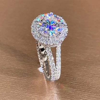 Luxury Women's Fashion Silver Color Ring Elegant Female Engagement Wedding Party Anniversary Gift