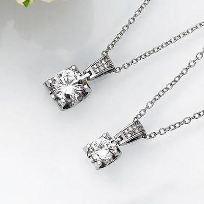 Fashion Jewelry Gemstone White Sapphire 925 Sterling Silver Diamond Pendant Necklace 6mm 8mm