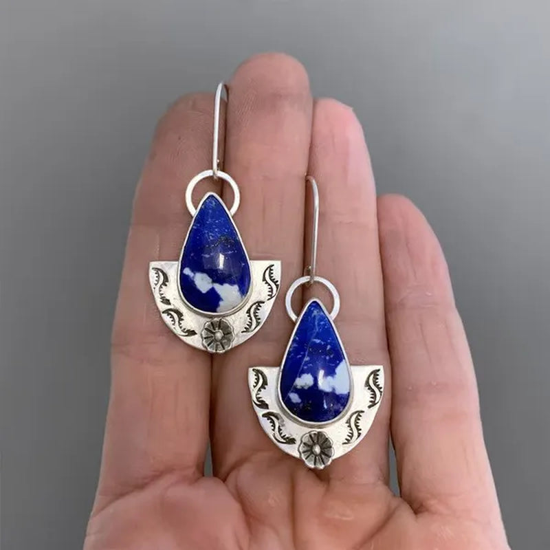 Lapis lazuli earrings Bohemian earrings retro sapphire earrings