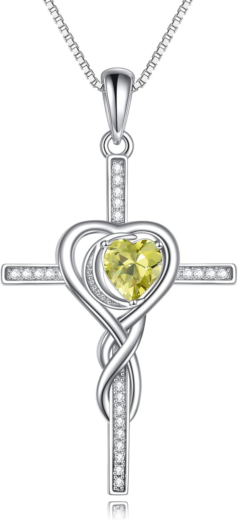 Mothers Day Necklace Cross Necklaces for Women Infinity Pendant Sterling Silver Religious Jewelry Pendant Necklace with Birthstone Moon Necklace with Heart Crystal Birthday Gifts for Women Girls - WORLD TIME VISITS