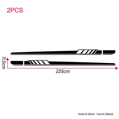 2PCS Long Stripe Decal Car Stickers Car Racing Auto Side Body Stickers Stripe Fashion Waterproof Vinyl Decal