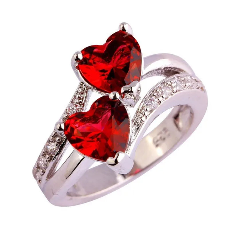 Fashion Lover Jewelry Heart Cut Rainbow & White Topaz Gemstone Silver Ring Size 5 6 7 8 9 10 11 12 13 HANNAH MARTIN
