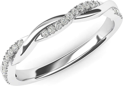 14K White Gold 2.5Mm Petite Twisted Vine Simulated Diamond Ring Wedding Band Matching Ring - WORLD TIME VISITS