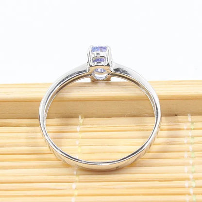 Hotsale silver tanzanite ring 4 mm * 6 mm real tanzanite ring for engagement solid 925 silver tanzanite ring romantic gift