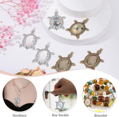 20 Sets Turtle Photo Charms Pendant Settings 25X18 Mm Oval Pendant Trays Cabochons Base Blank Bezel Cameo Bezel Cabochon Settings Memorial Photo Pendant for Graduation Jewelry Making