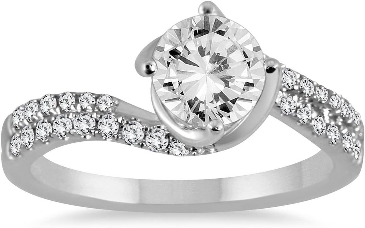 AGS Certified 1 1/5 Carat TW Diamond Engagement Ring in 14K White Gold (I - J Color, I2 - I3 Clarity) - WORLD TIME VISITS