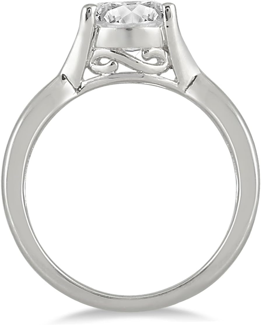 AGS Certified 1 Carat Diamond Solitaire Ring in 14K White Gold (J-K Color, I2-I3 Clarity)