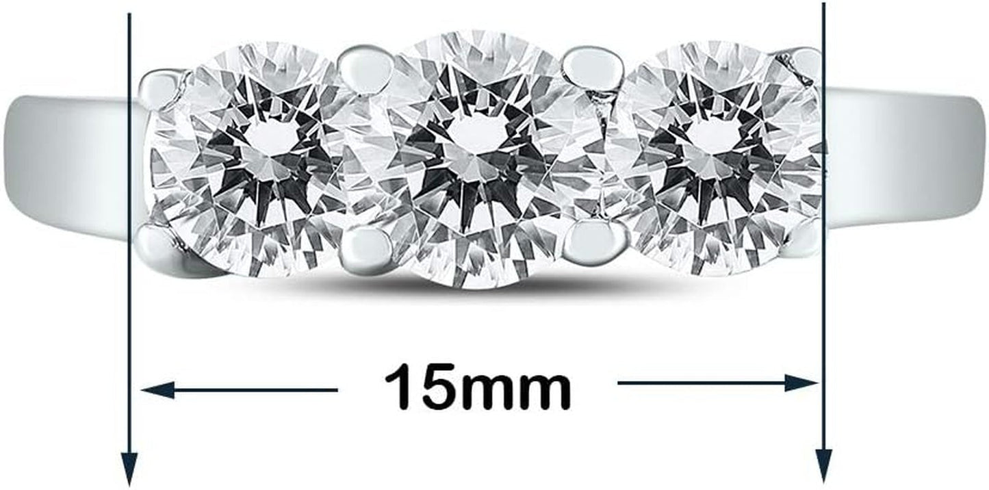 AGS Certified 2 Carat TW Three Stone Diamond Ring in 14K White Gold