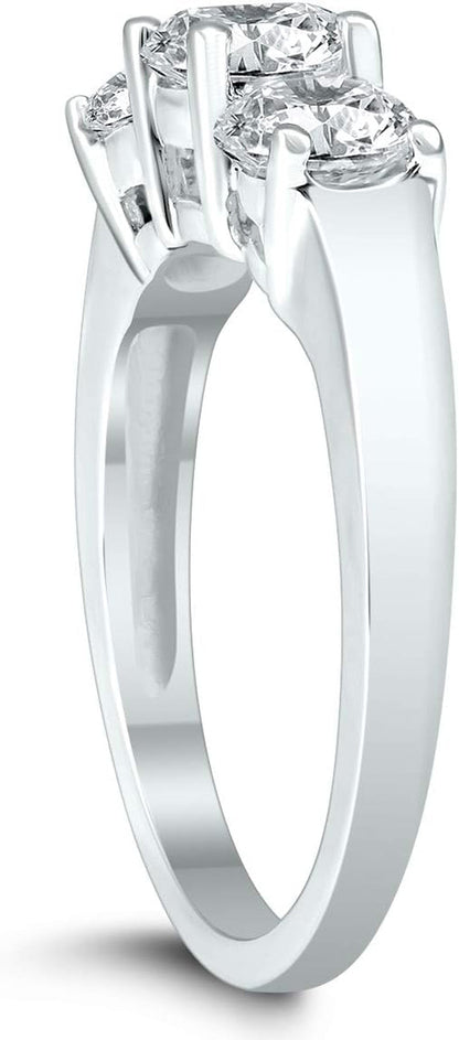 AGS Certified 2 Carat TW Three Stone Diamond Ring in 14K White Gold - WORLD TIME VISITS