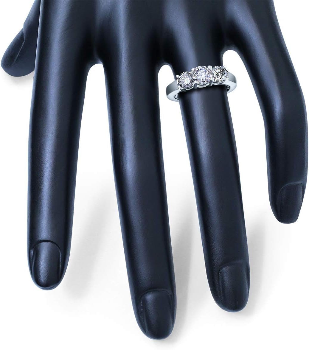 AGS Certified 2 Carat TW Three Stone Diamond Ring in 14K White Gold