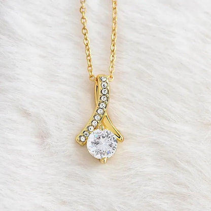 Amazing Gift for My Wife From Husband S925 Sterling Silver Cubic Zironia Alluring Beauty Pendant Necklace with Message Card