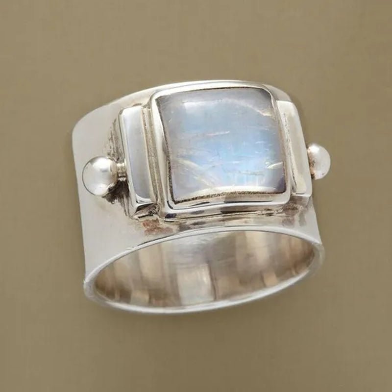 American Europe Women'S Fashion Jewelry Antique Silver Natural Gem Moonstone Ring Ladies Engagement Wedding Anniversary Ring for Mom Wife Girlfriend Birthday Gift Jewelry Size US4 - 11 - WORLD TIME VISITS