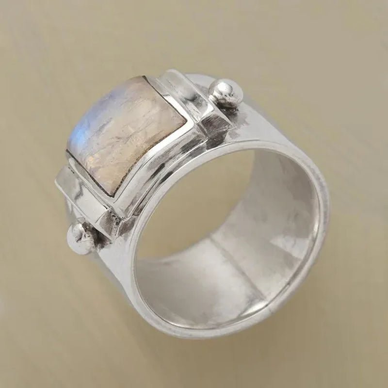 American Europe Women'S Fashion Jewelry Antique Silver Natural Gem Moonstone Ring Ladies Engagement Wedding Anniversary Ring for Mom Wife Girlfriend Birthday Gift Jewelry Size US4 - 11 - WORLD TIME VISITS