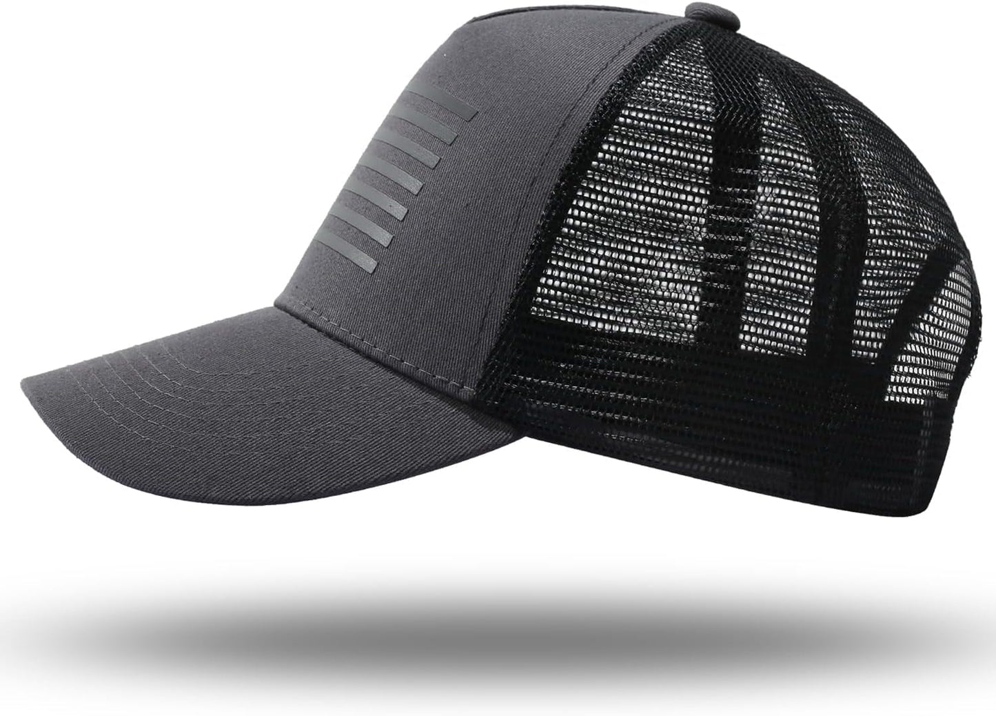 American Flag Trucker Hat - Snapback Hat, Baseball Cap for Men Women - Breathable Mesh Side, Adjustable Fit - for Casual Wear - WORLD TIME VISITS