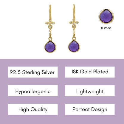 Amethyst Necklace for Women - Authentic 925 Sterling Silver Necklace 18K Gold Jewelry, Dainty Heart Necklace Earring Set for Teen Girls, February Birthstone Gift for Mothers Day